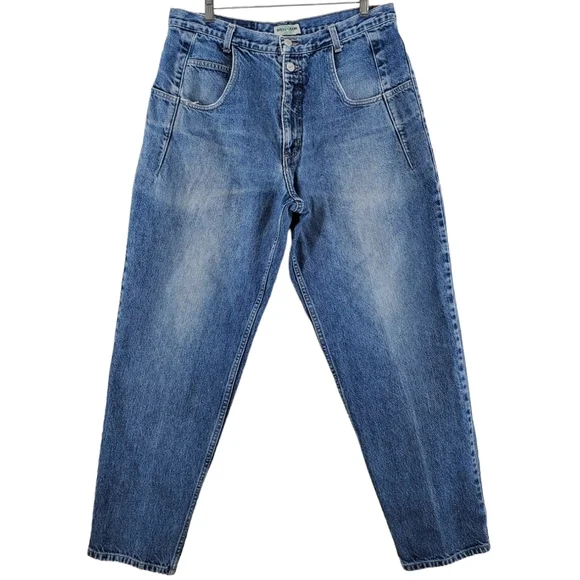 Vtg Guess Blue Jeans Men 34x29.5 Baggy Hi Rise Tapered Distressed USA 90s Grunge - Picture 6 of 15